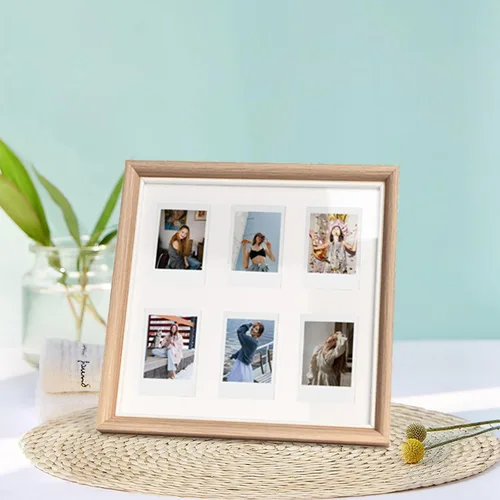 Vista 2 de MUZIRI KINOKOO Instax Mini - Marco de fotos cuadrado (10.8 x 10.8 in) de madera maciza para fotos de 3 pulgadas (2 x 3) para fotos de cámara Fuji
