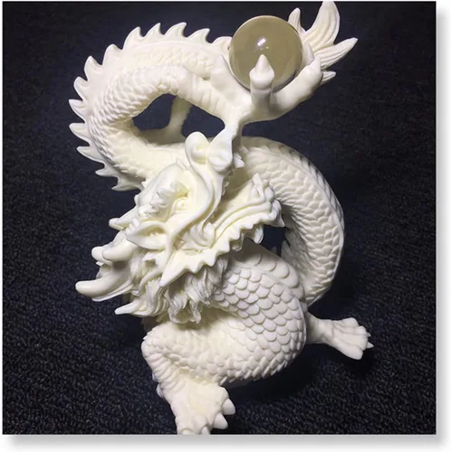 Vista 4 de Estatua de dragón chino de Feng Shui, dragón con escultura de estatua de cuentas para decoración de oficina en casa, colección de arte, elección