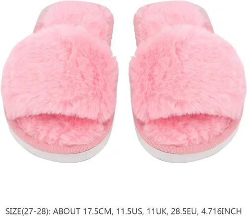 Vista 5 de Holibanna - Zapatillas de felpa para niños con punta abierta, para Navidad, invierno, cálido, Navidad, pareja, zapatillas, 1 par