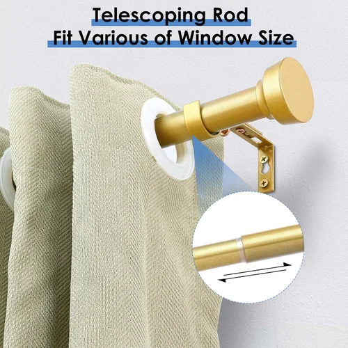 Vista 5 de Barra para cortinas, barras para cortinas negras para ventanas de 30 a 48 pulgadas, barra para cortinas decorativa ajustable de 1" de diámetro