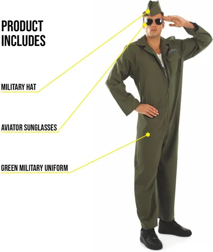 Vista 3 de fun shack Traje de vuelo para hombre, trajes de vuelo para hombres, disfraz de piloto de combate para hombre, mono de la fuerza aérea para hombres