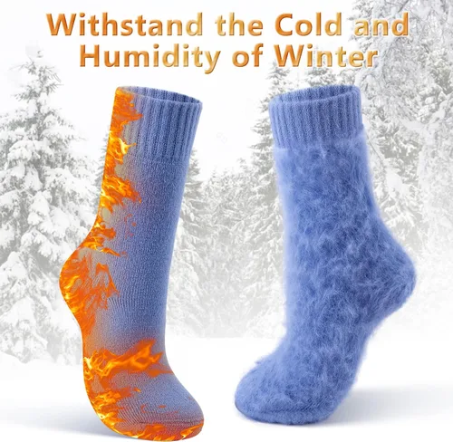 Vista 4 de 4 pares de calcetines térmicos gruesos para mujer, para clima frío extremo, calcetines cálidos de invierno, calcetines suaves y acogedores con caja