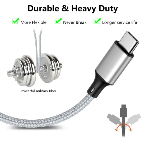 Vista 5 de Puxnoin Cable de carga múltiple, cable divisor USB C, cable de carga rápida 3 en 1 con 3 puertos macho tipo C compatible con teléfonos celulares