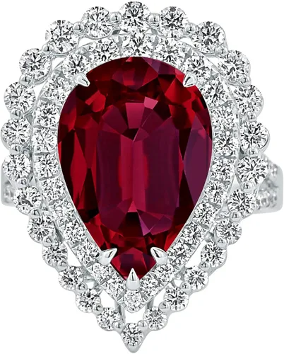 Vista 2 de Diamond Wish Anillo de compromiso de oro blanco de 18 quilates, rubí de 9 58 quilates y diamante TDW de 1 58 quilates, tamaño 4.5-9