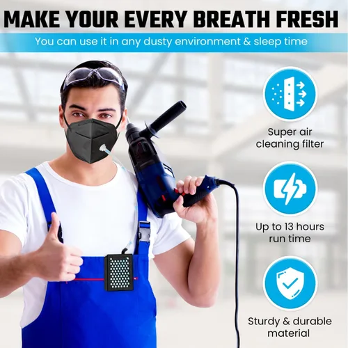 Vista 6 de Sistema de aire fresco OFG, respirador reutilizable que proporciona aire filtrado a cualquier máscara, ideal para trabajo con polvo, pintura