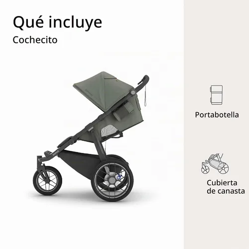 Vista 2 de UPPAbaby Ridge V2 Jogging Stroller - Suspensión todo terreno - Evelyn Evelyn (verde prado)