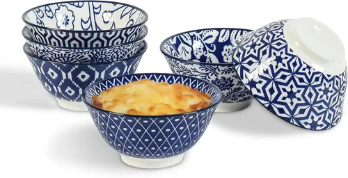 Vista 10 de Selamica, juego de 6 cuencos de porcelana para helado, cuencos pequeños, cuencos de cerámica para postres, helado, variedad