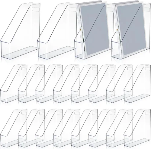 Vista 9 de 6 piezas de acrílico transparente para archivadores de revistas, organizador de escritorio de plástico con asa, estante vertical para revistas