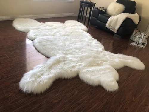 Vista 20 de LAMBZY - Alfombra de piel de oveja sintética súper suave hipoalergénica sedosa, estilo peluche de oso, para sala de estar, habitación de niños, sofá