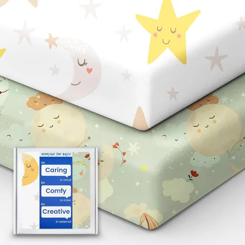 Vista 31 de Sábanas suaves para cuna de niño de alta calidad, sábana bajera para cuna ultra transpirable, sábanas súper elásticas de 28 x 52 x 9 pulgadas