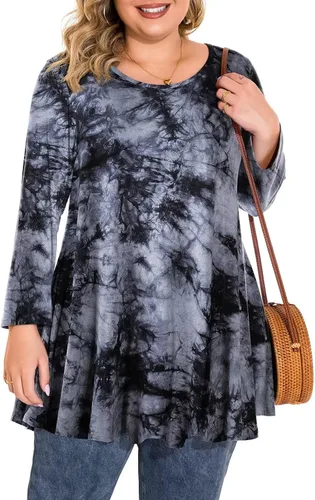 Vista 13 de BELAROI Blusas tipo túnica de manga 3/4 para mujer, talla grande, cómoda para usar con leggings, estilo casual 5-Winered