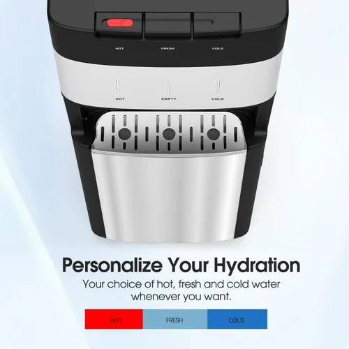 Vista 3 de VECYS Dispensador de agua de carga inferior de 3,5 galones de acero inoxidable, enfriador de agua con temperatura fría, caliente y ambiente