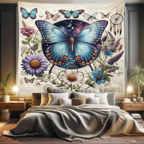 Vista 168 de Ambesonne Tapiz hippie, abrazo de hongos de ensueño y árbol de la vida místico y mandal verde, decoración de tela para colgar en la pared