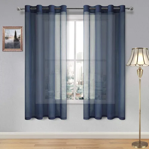 Vista 66 de DWCN Cortinas traslúcidas color verde frijol para sala de estar y dormitorio - Cortinas voile con aspecto de lino sintético con ojales en la parte