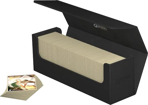 Vista 4 de Ultimate Guard Arkhive 400+, estuche para mazo para 400 cartas TCG con doble funda, negro, compatible con Boulders, cierre magnético y forro