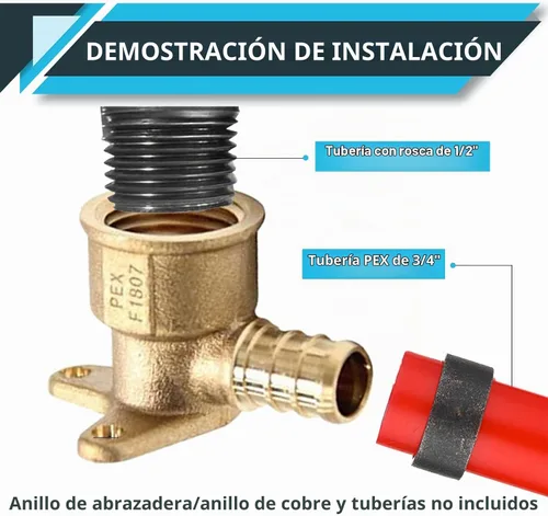 Vista 4 de Paquete de 5 accesorios Seelink PEX, 1/2" PEX x 1/2" hembra NPT
