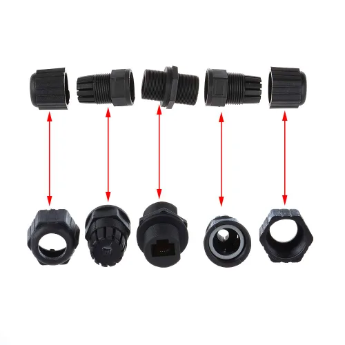 Vista 3 de 5PCS M20 RJ45 CAT5E IP67 doble cabeza impermeable conector Cat5/5e, 8P8C Cable LAN Ethernet Extend Connector, Acoplador LAN al aire libre