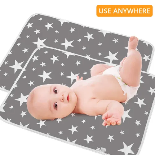 Vista 7 de Maveek - Paquete de 2 cambiadores de pañales para bebé, 19.6 x 27.5 pulgadas, impermeable, portátil, cambiador de pañales de viaje, tapetes 2 gris