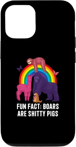 Vista 4 de iPhone 12 mini Boars Are Shitty Pigs Funny Animal Pun Humor Animal Meme Case