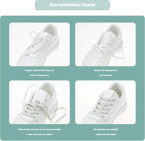 Vista 6 de 2 pares de cordones elásticos planos de goma sin atar, tira elástica para zapatos para adultos y niños, se adapta a tenis, botas, lona