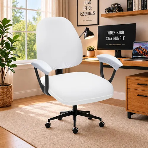 Vista 97 de Fundas elásticas resistentes al agua para sillas de computadora - Protectores lavables para respaldo giratorio y asiento para mascotas - Negro
