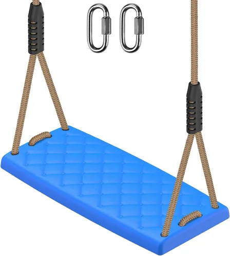Vista 16 de SELEWARE Asiento de columpio resistente con cuerda ajustable, columpio de A: Asiento oscilante negro (1 paquete)