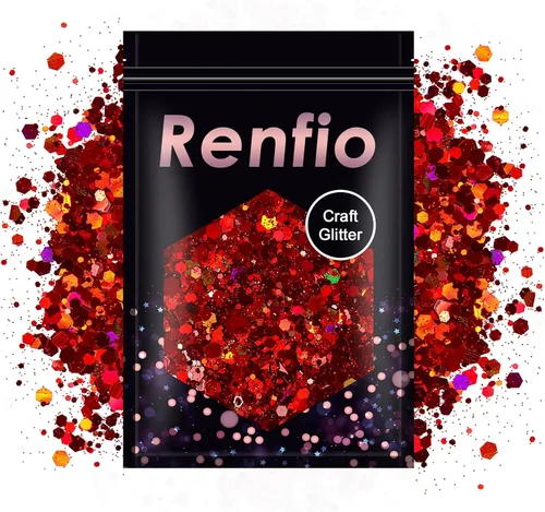 Vista 12 de Renfio Purpurina gruesa negra, 100 g (3.5 oz) mezcla de polvo fino brillante con lentejuelas iridiscentes para el rostro, purpurina para Halloween