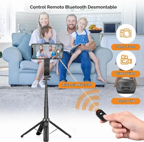 Vista 3 de UTEBIT Trípode de palo selfie de 40 pulgadas con luz, trípode extensible