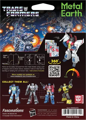 Vista 7 de Metal Earth Fascinaciones Transformers Starscream Color 3D Kit de modelo de metal