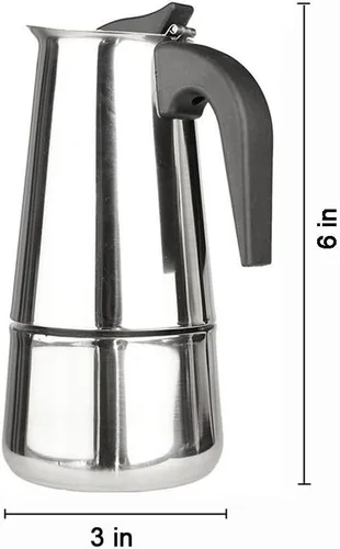Vista 2 de 2 tazas/3.4 fl oz de acero inoxidable Moka Espresso Latte Percolator estufa Top Cafetera Pot