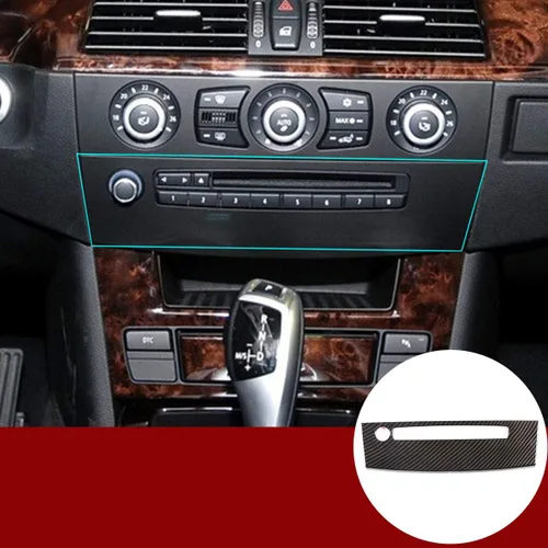 Vista 8 de YIWANG Marco de fibra de carbono para consola de control de CD de aire acondicionado de CA para BMW Serie 5 E60 2004-2010 Accesorios de automóvil