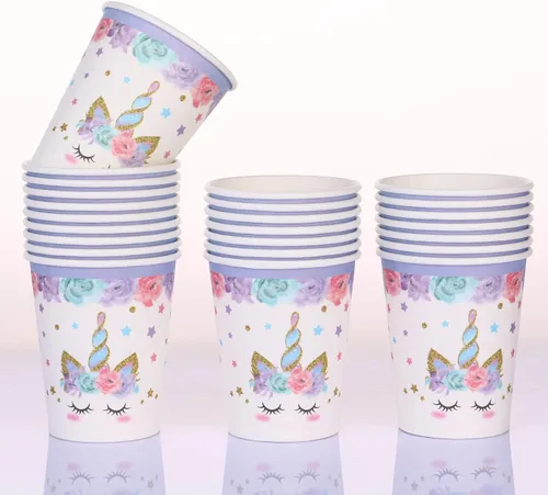 Vista 4 de Decoraciones de fiesta de cumpleaños de unicornio, platos de unicornio arcoíris y servilletas para niñas, decoración de cumpleaños, tarde, té