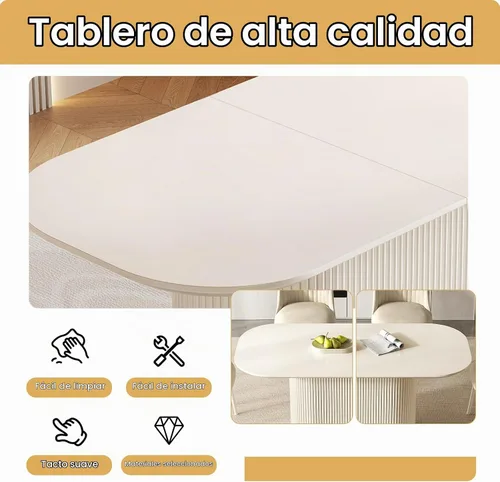 Vista 3 de Juego de mesa de comedor ovalada de 62.99 pulgadas para 4, juego de mesa de cocina de 5 piezas, mesas de comedor modernas con 4 sillas para cocina