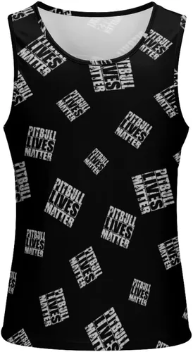 Vista 2 de Pitbull Lives Matter Men's Tank Top Full Print Vest Casual Sleeveless Tees Workout Gym T-Shirts