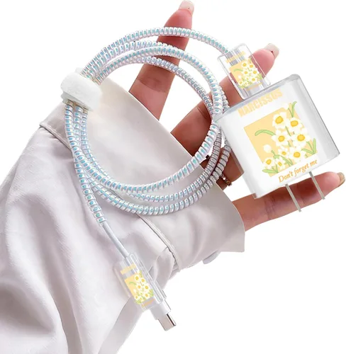 Vista 22 de Lindos protectores de cable para iPhone Funda de carga bonita elegante patrón de mariposas azules diseño único cable de datos cargador de línea