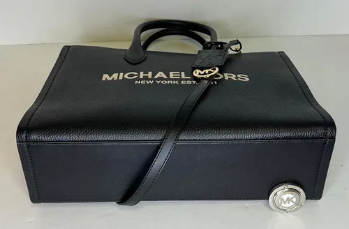 Vista 9 de Michael Kors Mirella MD EW Logo Tote Bag incluido con gran cartera Continental y gancho para bolso