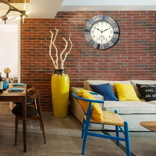 Vista 3 de Reloj grande de 13 pulgadas para interiores y exteriores, reloj de pared impermeable con termómetro, resistente al clima, sin tictac, funciona