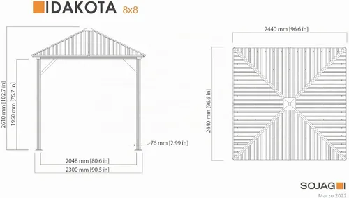 Vista 8 de Sojag Gazebo de techo rígido Dakota para exteriores de 8 x 8 pies