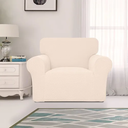 Vista 2 de Easy-Going Funda de sofá de jacquard elástico y suave de 1 pieza, con espumas antideslizantes, protector de muebles lavable para niños, mascotas