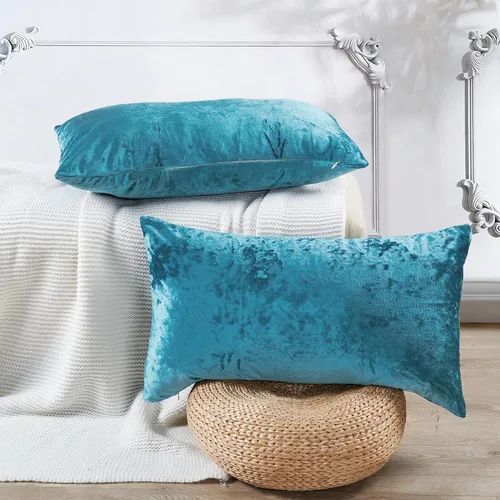 Vista 26 de Juego de 2 fundas de almohada lumbares decorativas de terciopelo abstracto de 14 x 26 pulgadas, fundas de almohada rectangulares de lujo suaves