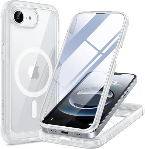 Vista 247 de Miracase - Funda magnética para iPhone 13 Pro Max de 6.7 pulgadas (compatible con MagSafe), transparente, completo, protector de pantalla de vidrio