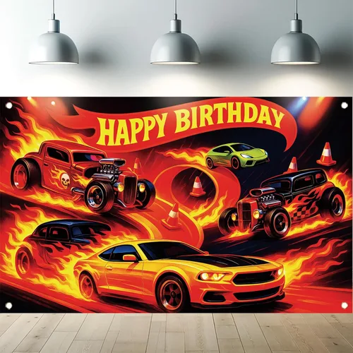 Vista 12 de Fondo de cumpleaños de Monster Truck, 70.8 x 43.3 pulgadas, poliéster, multicolor, cumpleaños, incluye telón de fondo con temática de camión