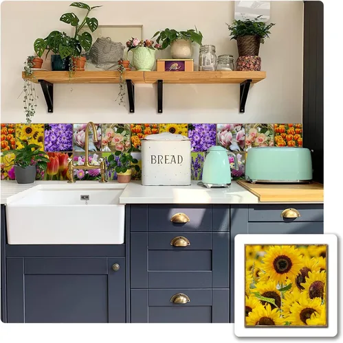 Vista 47 de Alwayspon Vinilo adhesivo efecto piedra, pegatinas para azulejos de pared autoadhesivas, protector antisalpicaduras para cocina y baño, T026
