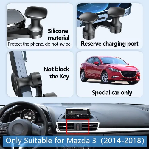 Vista 5 de Soporte para teléfono de coche para 2014 2015 2016 2017 2018 Mazda 3 accesorios de automóvil decoración interior celular teléfono móvil soporte