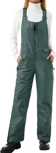 Vista 13 de lisenraIn Baberos de nieve para mujer, impermeables, aislados, con correa ajustable, overol de snowboard de una pieza con bolsillos