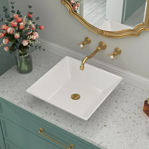 Vista 9 de Fregadero redondo de cerámica blanca de 13 pulgadas con forma ovalada de porcelana sobre mostrador, fregadero de arte moderno Beslend 13 Inch