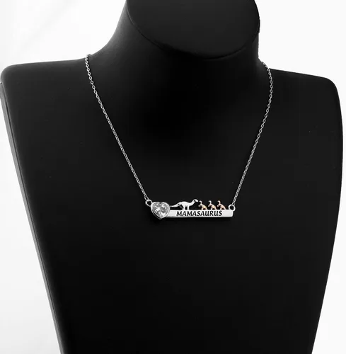 Vista 5 de CYTING - Collar de dinosaurio con circonita cúbica, diseño de dinosaurio