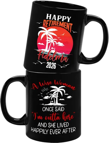 Vista 13 de Taza de café negra de jubilación personalizada, Jubilado está bajo nueva gestión, mira a la esposa para más detalles, taza de té de 11 15 onzas