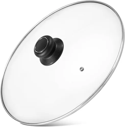 Vista 10 de Tapa de vidrio de 8 pulgadas para tapa de sartén, tapa de sartén, tapa de sartén, tapa de sartén con asa, compatible con sartén de hierro fundido