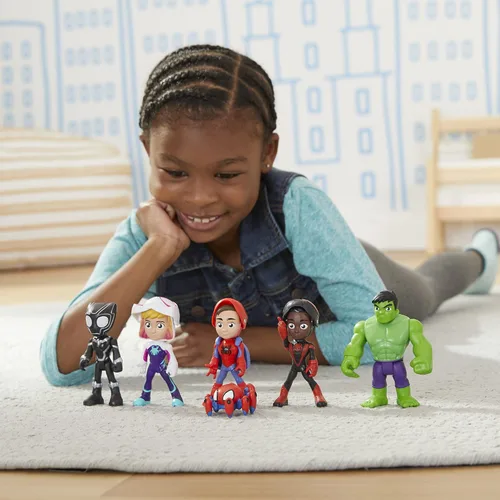 Vista 7 de Marvel Hasbro - Paquete de figuras de acción de Spidey y sus increíbles amigos, revelación de héroe, con función de máscara abatible, a escala de 4